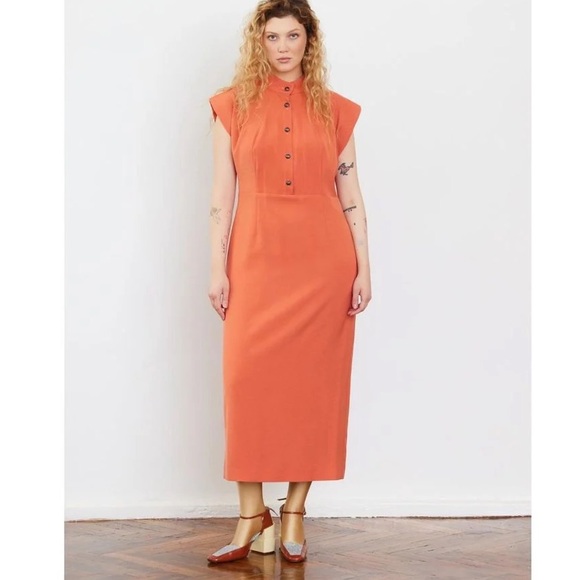 Julia Allert Button-Up Midi Dress in soft coral - Picture 2 of 7